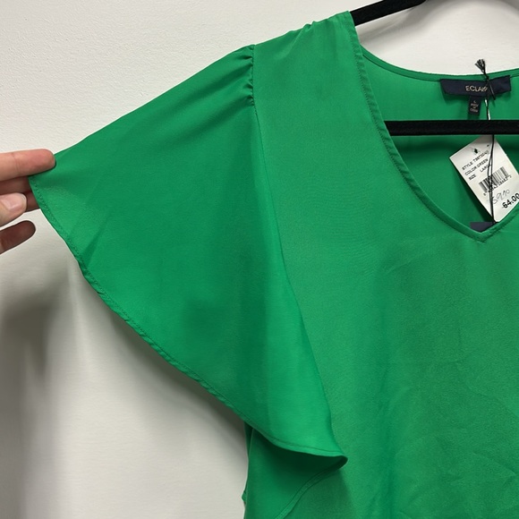 New eclair ruffle sleeve green blouse  L - Picture 3 of 5